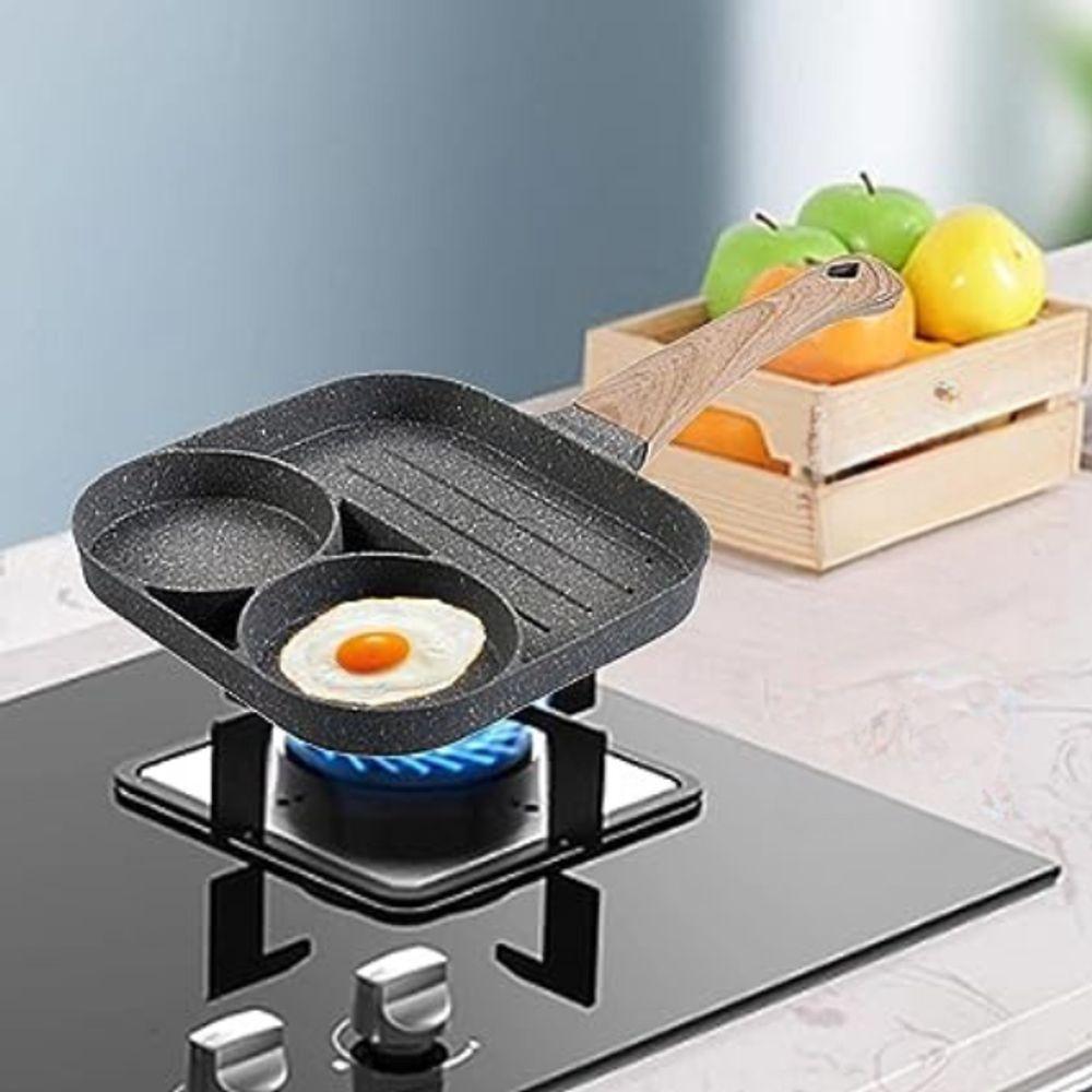 Frigideira 3 Divisórias Antiaderente Elétrico Gás Sem óleo - 4