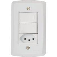 Conjunto 4x2 Com 2 Interruptores Simples 10 A 250 V E 1 Tomada 2p+t 10 A 250 V Tramontina Lux2 Branco - 1