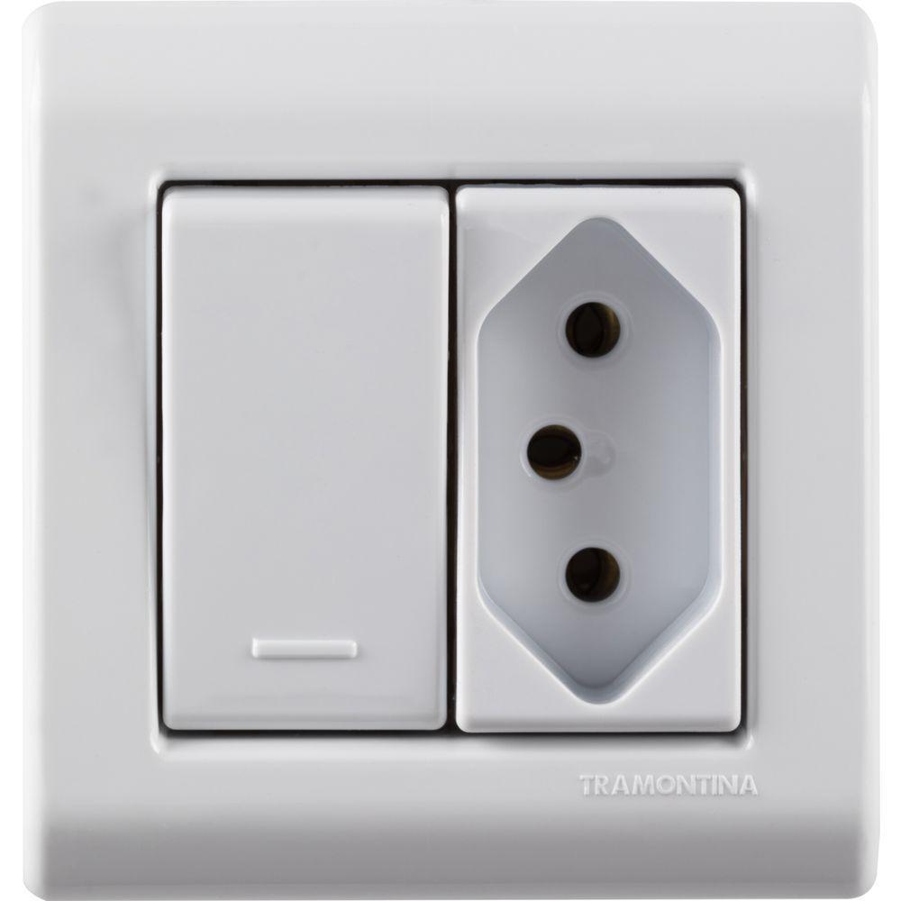 Caixa De Sobrepor Com 1 Interruptor Simples 10 A 250 V E 1 Tomada 2p+t 10 A 250 V Tramontina Lizflex Branca - 1