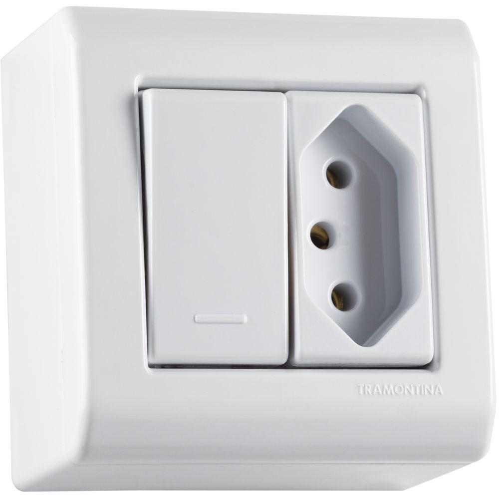 Caixa De Sobrepor Com 1 Interruptor Simples 10 A 250 V E 1 Tomada 2p+t 10 A 250 V Tramontina Lizflex Branca - 5
