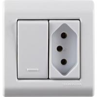 Caixa De Sobrepor Com 1 Interruptor Simples 10 A 250 V E 1 Tomada 2p+t 10 A 250 V Tramontina Lizflex Branca - 1