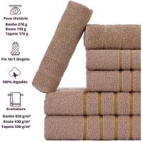 Jogo De Toalhas 6 Pçs - 2 Banho 2 Rosto 2 Piso Montreal 100% Algodão Marrom