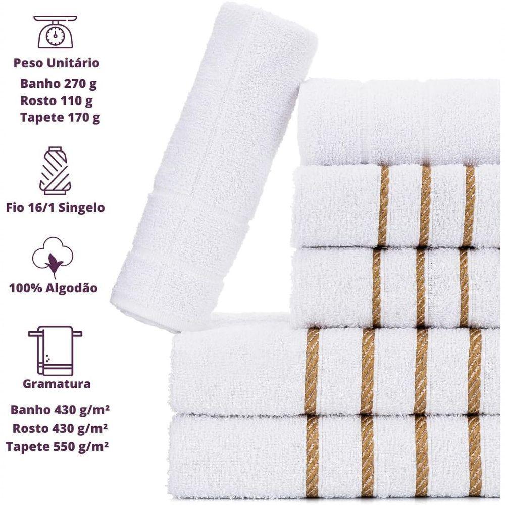 Jogo De Toalhas 6 Pçs - 2 Banho 2 Rosto 2 Piso Montreal 100% Algodão Branco - 5