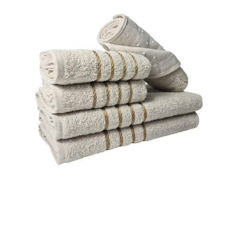 Jogo De Toalha 2 Banho 2 Rosto 1 Piso - 5pçs Coleção Montreal 100% Algodão Bege - 1