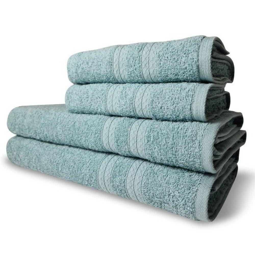 Jogo De Toalhas Itália Soft 4 Pçs - 2 Banho E 2 Rosto 430g/m² 100% Algodão Verde Claro - 1