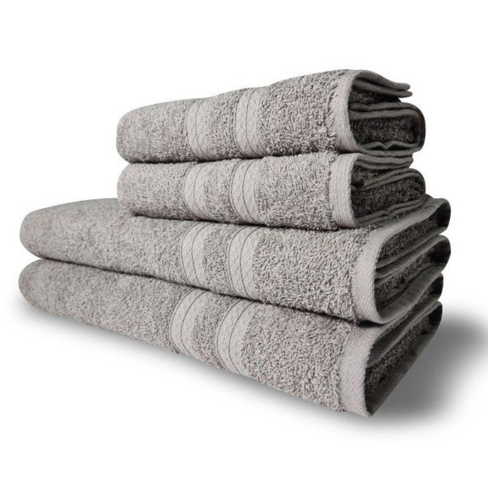 Jogo De Toalhas Itália Soft 4 Pçs - 2 Banho E 2 Rosto 430g/m² 100% Algodão Cinza - 1