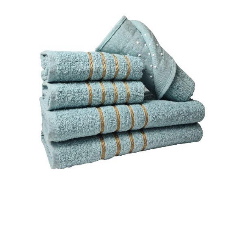 Jogo De Toalha Montreal 2 Banho 2 Rosto 1 Piso - 5pçs 100% Algodão Verde - 1