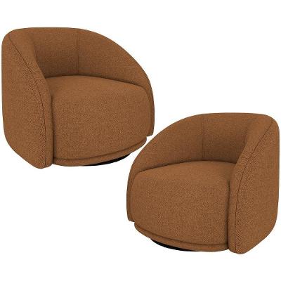 Kit 2 Poltronas Decorativas Giratórias Angelina M03 Linho Terracota Lyam Decor