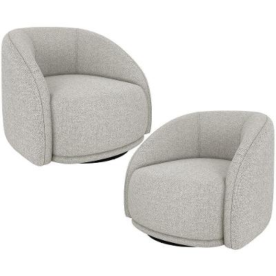 Kit 02 Poltronas Decorativas Giratórias Angelina M03 Linho Bege Lyam Decor