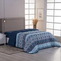 Edredom Cobertor Sonnet Solteiro Malha Estampada Dupla Face 100% Algodão - Geométrico - Azul Marinho - 1