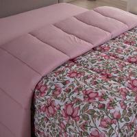 Edredom Cobertor Sonnet King Malha Estampada Dupla Face 100% Algodão - Flores - Rosê - 1