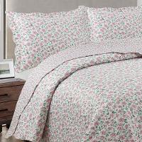 Kit Cobre Leito Colcha Mix Queen Estampado Dupla Face Floral 3 Peças - Sabrina - Palha - 3