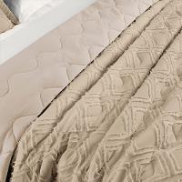 Kit Cobre Leito Colcha Adele Casal Padrão Dupla Face Micropercal 300 Fios 3 Peças - Cáqui