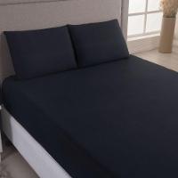 Jogo Cama Lençol Sonnet Casal Padrão Malha Lisa 100% Algodão Macio 3 Peças - Preto - 1