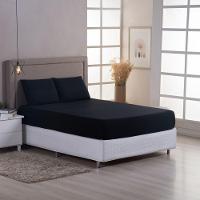 Jogo Cama Lençol Sonnet Casal Padrão Malha Lisa 100% Algodão Macio 3 Peças - Preto - 3