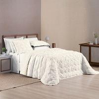 Kit Cobre Leito Colcha Adele Casal Padrão Dupla Face Micropercal 300 Fios 3 Peças - Branco Off White - 2