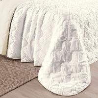 Kit Cobre Leito Colcha Adele Casal Padrão Dupla Face Micropercal 300 Fios 3 Peças - Branco Off White - 5