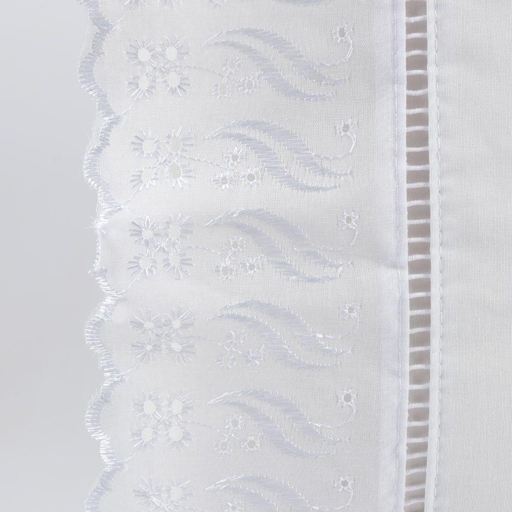 Jogo Cama Lençol Paris Queen Percal 180 Fios 100% Algodão Lese Bordada 3 Peças - Branco - 3