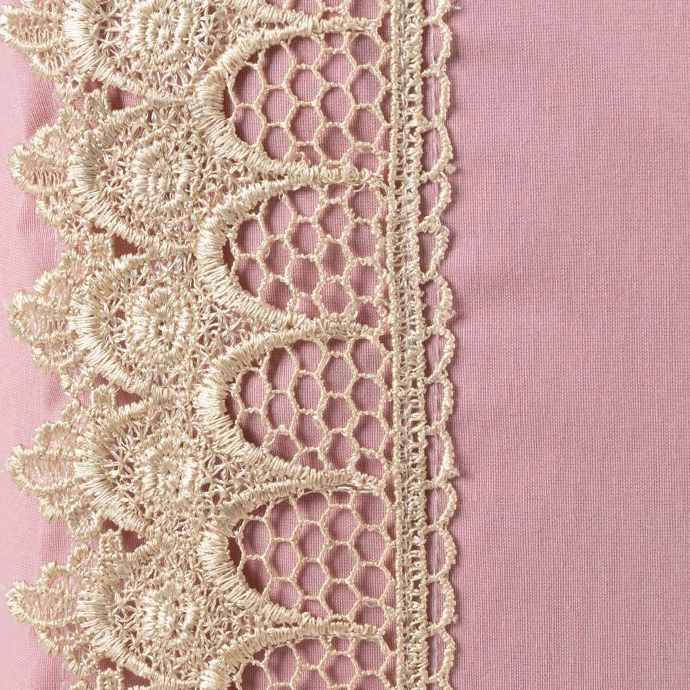 Jogo Cama Lençol Haia Solteiro Percal 200 Fios 100% Algodão Guipir Bordado Inglês 3 Peças - Rosê - 4