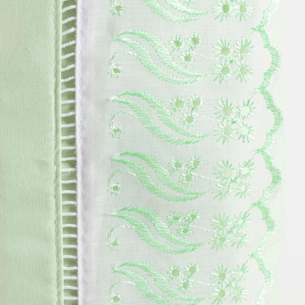 Jogo Cama Lençol Paris Queen Percal 180 Fios 100% Algodão Lese Bordada 3 Peças - Verde - 3