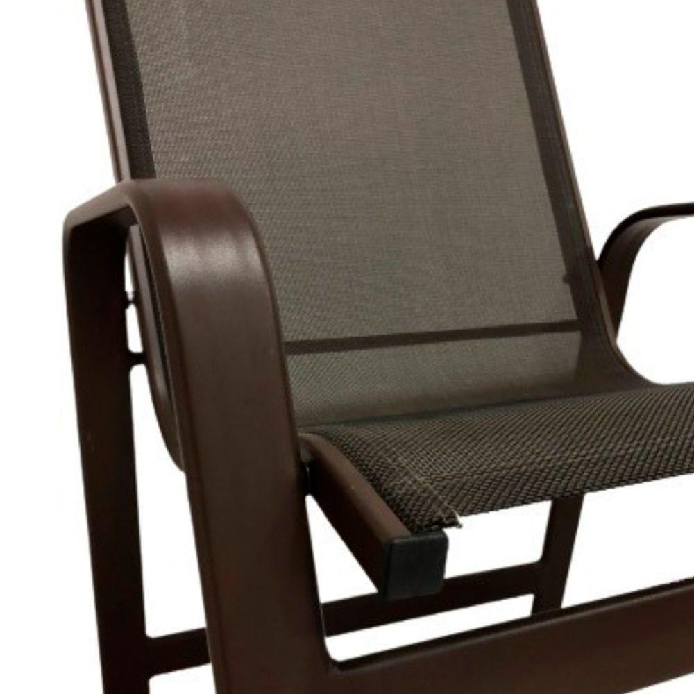 Conjunto Lótus Com Mesa 80cm Ripada + 4 Poltronas + Ombrelone 2,40m Com Base Marrom - 6