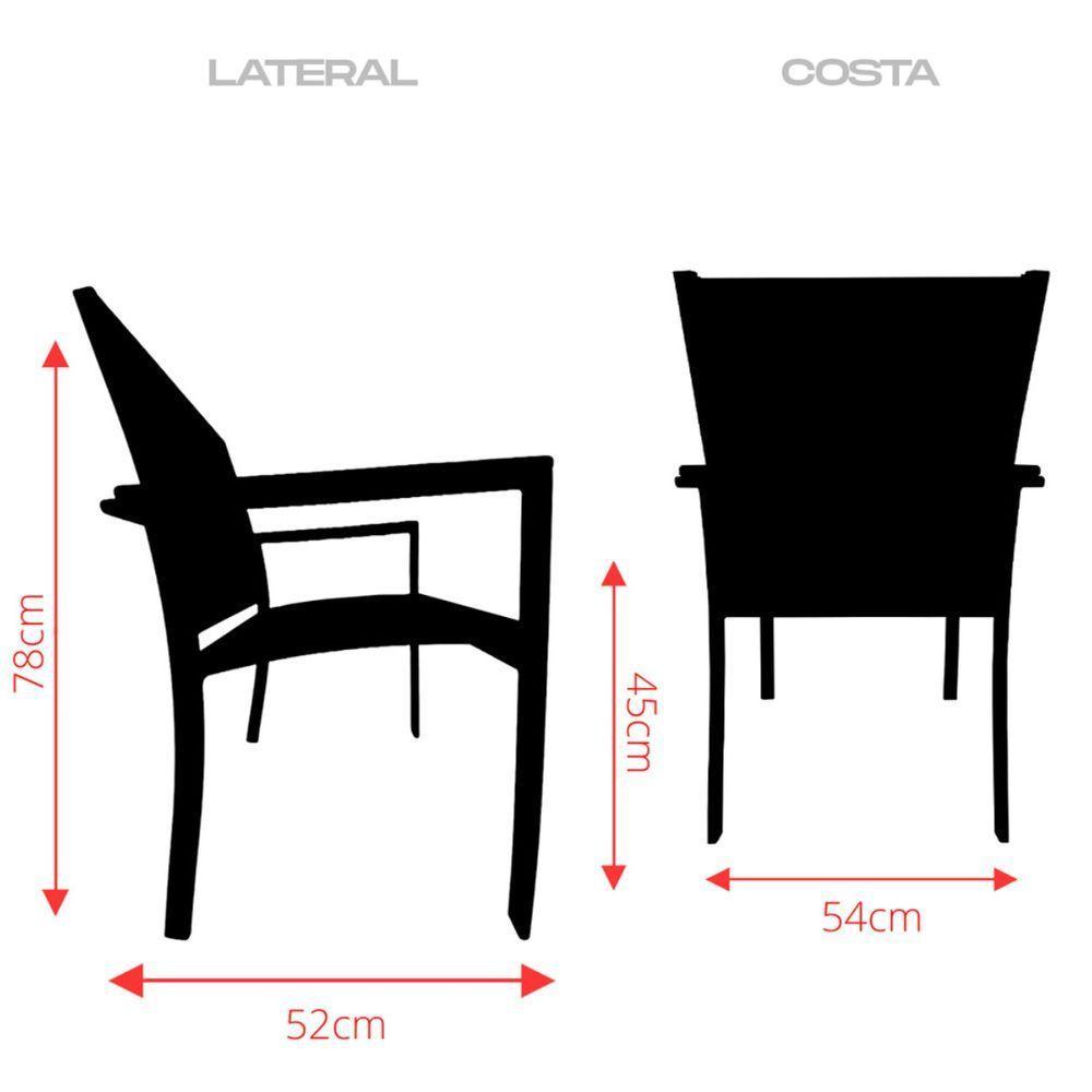Jogo De Mesa Ripada 90cm 4 Cadeiras Perpétua Ombrelone 3m Com Base Preto - 6
