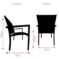 Jogo De Mesa Ripada 90cm 4 Cadeiras Perpétua Ombrelone 3m Com Base Preto - 6