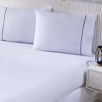 Jogo De Cama 100% Algodão Percal 150 Fios Solteiro Gran Moratta 2 Peças Branco E Detalhe Cinza - 1