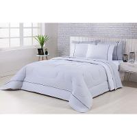 Kit Edredom 100% Algodão Percal 150 Fios Dupla Queen+Jogo De Cama Gran Moratta 7 Peças Cinza-branco - 1