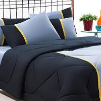 Enxoval Edredom + Jogo De Cama Queen Aconchego Premium 06 Peças Preto- Cinza - 4