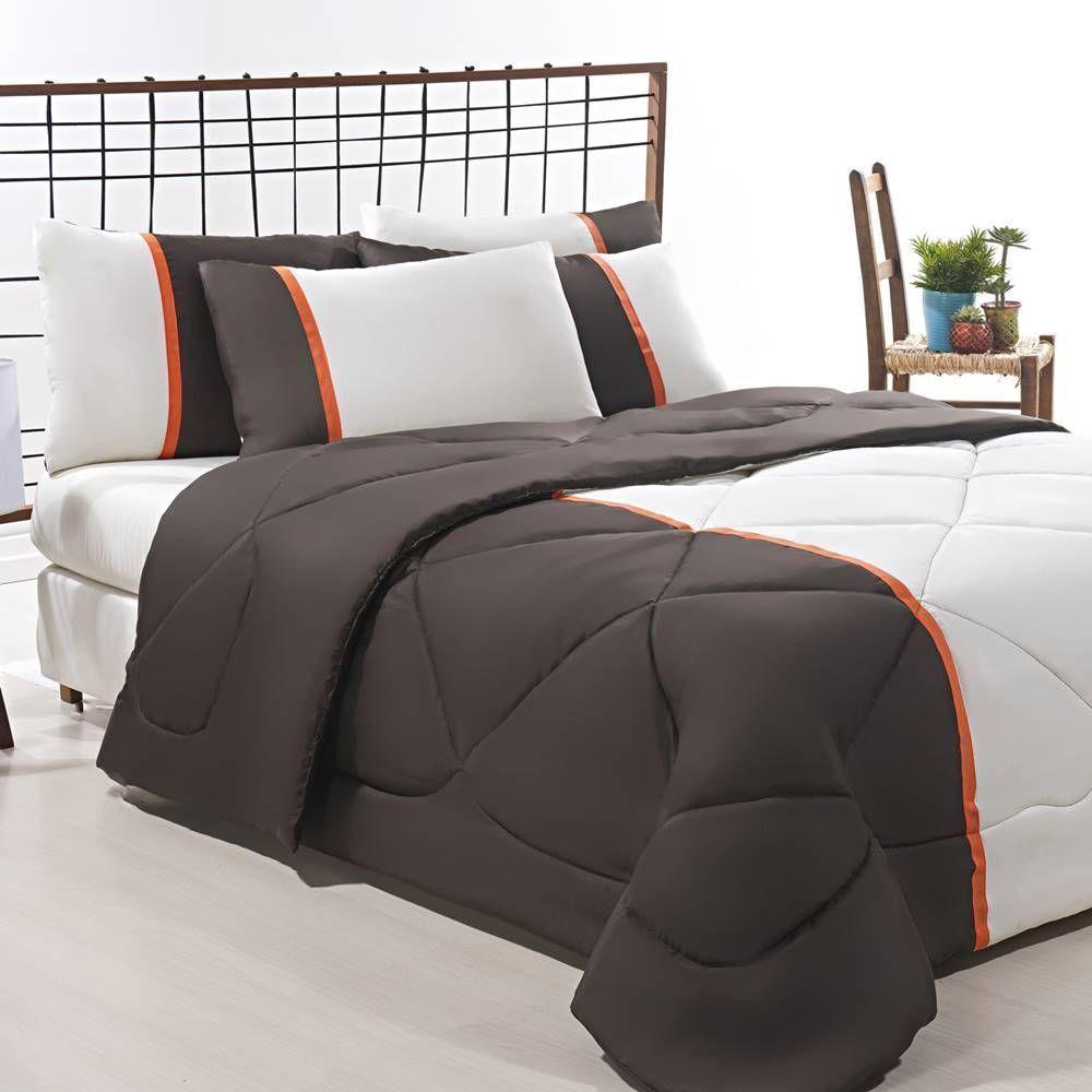Enxoval Edredom + Jogo De Cama Queen Aconchego Premium 06 Peças Marrom- Palha - 3