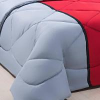 Enxoval Edredom + Jogo De Cama Queen Aconchego Premium 06 Peças Vermelho- Cinza - 3
