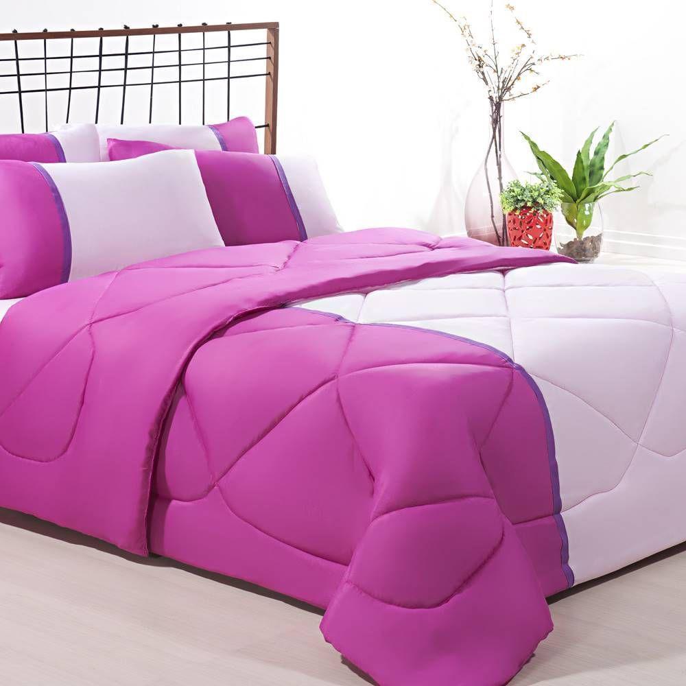Enxoval Edredom + Jogo De Cama Queen Aconchego Premium 06 Peças Pink- Rosa Bebe - 2