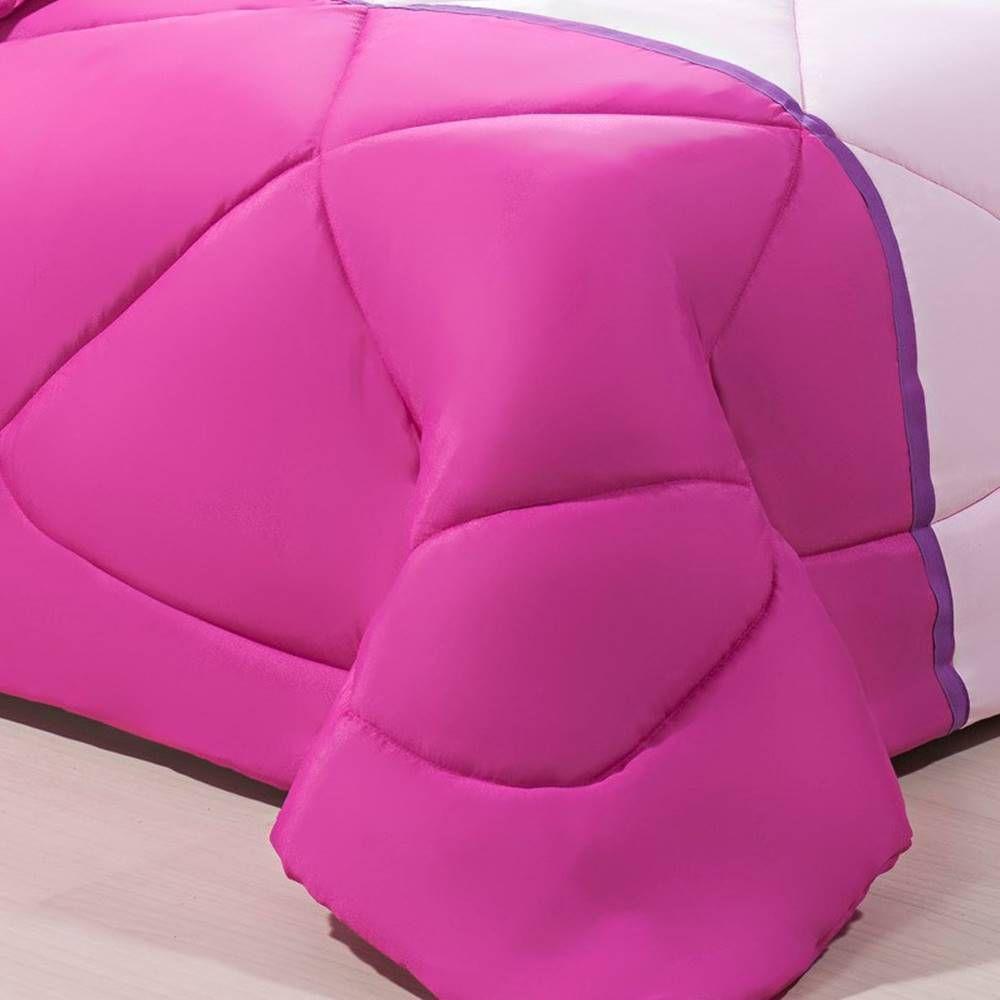 Enxoval Edredom + Jogo De Cama Queen Aconchego Premium 06 Peças Pink- Rosa Bebe - 3