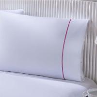 Jogo De Cama Lençol 100% Algodão Percal 150 Fios Queen Gran Moratta 3 Peças Branco E Rosa - 2