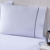 Jogo De Cama Lençol 100% Algodão Percal 150 Fios Casal Gran Moratta 3 Peças Branco E Cinza - 2