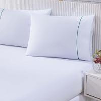 Jogo De Cama Lençol 100% Algodão Percal 150 Fios Casal Gran Moratta 3 Peças Branco E Verde - 2