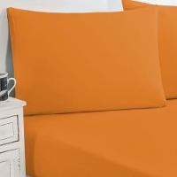 Jogo De Cama Malha Lençol 100% Algodão Gran Moratta 2 Peças Solteiro Laranja - 1