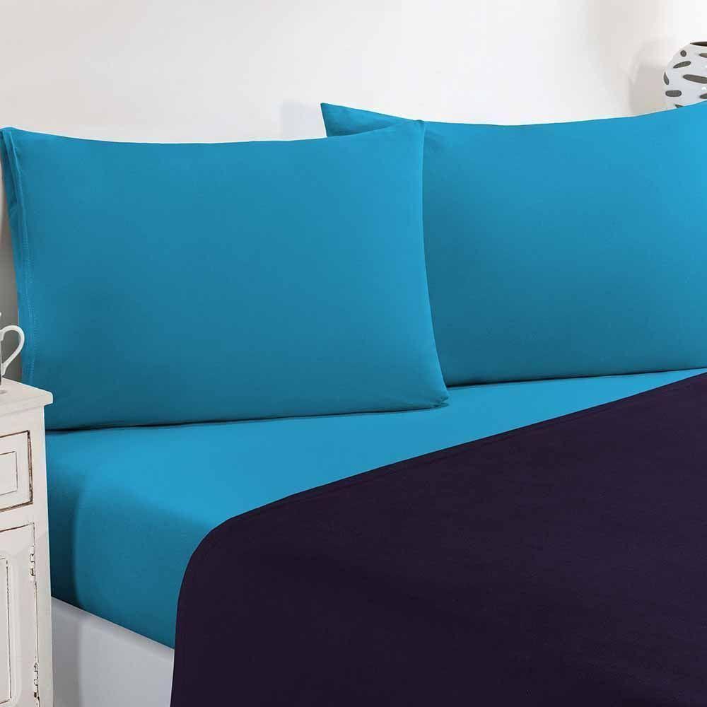 Jogo De Cama Malha Lençol 100% Algodão Gran Moratta 4 Peças Queen Roxo-azul Turqueza - 2