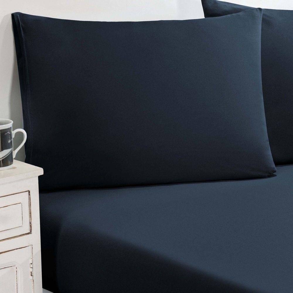 Jogo De Cama Malha Lençol 100% Algodão Gran Moratta 3 Peças King Azul Petróleo - 1