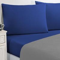 Jogo De Cama Malha Lençol 100% Algodão Gran Moratta 3 Peças Solteiro Cinza-azul Royal - 1