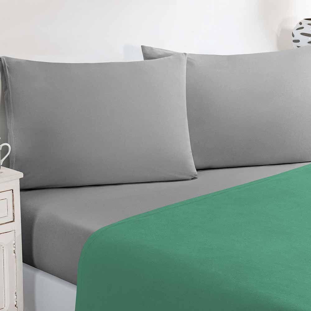 Jogo De Cama Malha Lençol 100% Algodão Gran Moratta 4 Peças Queen Verde Jade-cinza. - 3