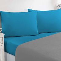 Jogo De Cama Malha Lençol 100% Algodão Gran Moratta 4 Peças Casal Cinza-azul Turqueza - 2