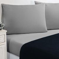 Jogo De Cama Malha Lençol 100% Algodão Gran Moratta 3 Peças Solteiro Azul Marinho-cinza - 1