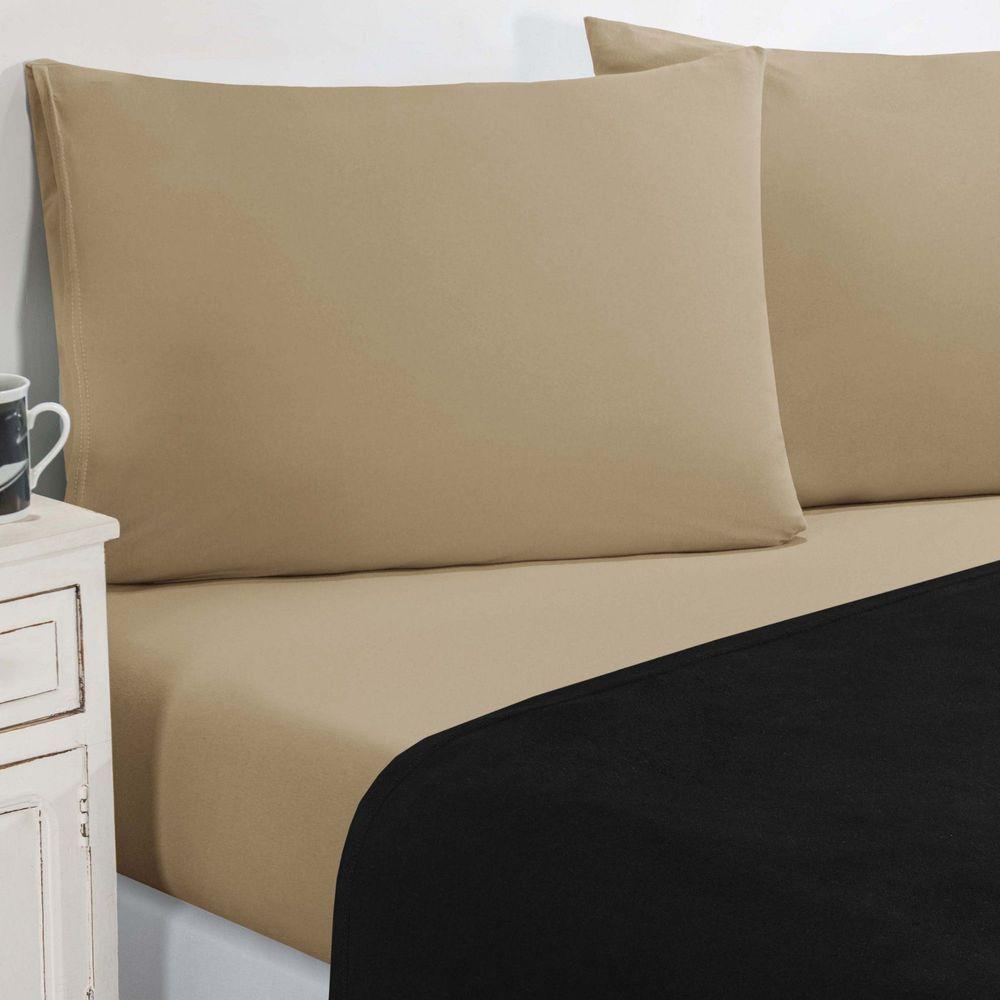 Jogo De Cama Malha Lençol 100% Algodão Gran Moratta 4 Peças King Preto-cáqui - 1