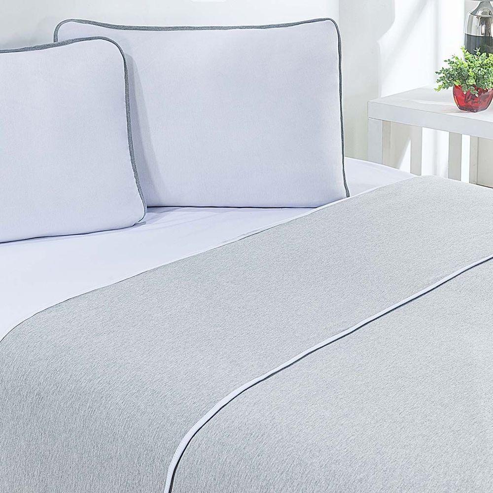 Jogo De Cama Malha Lençol 100% Algodão Urbano 4 Peças Casal Branco-mescla - 1