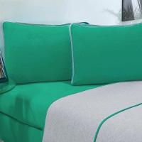 Jogo De Cama Malha Lençol 100% Algodão Urbano 3 Peças Solteiro Verde Jade-mescla - 2