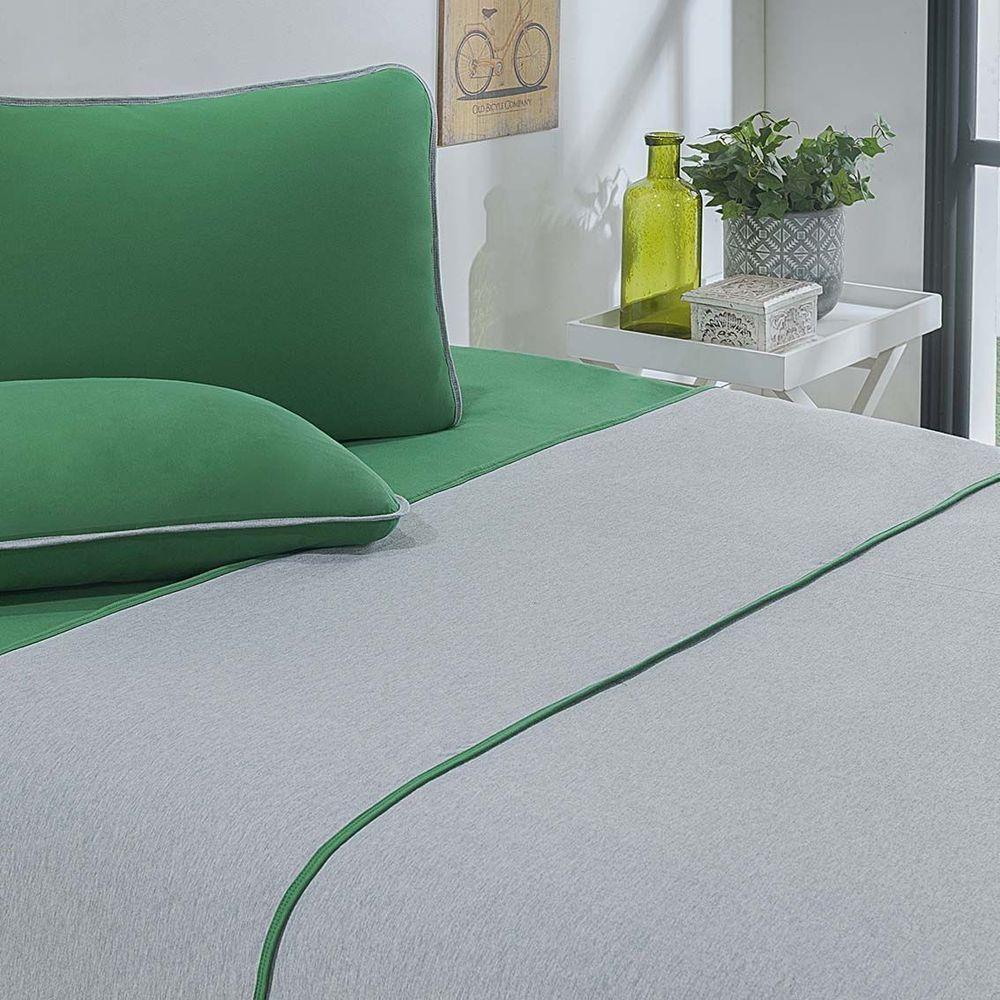 Jogo De Cama Malha Lençol 100% Algodão Urbano 3 Peças Solteiro Verde Bandeira-mescla - 1