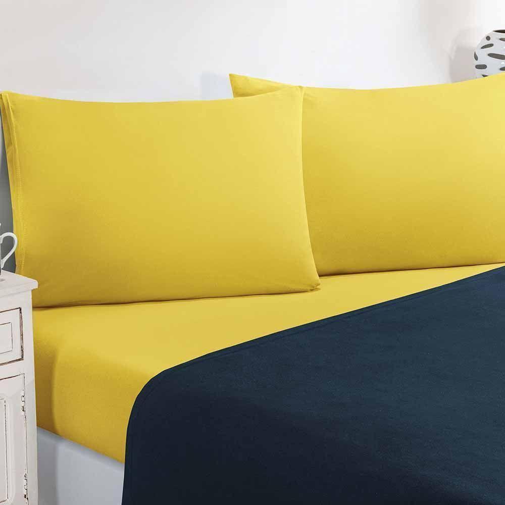 Jogo De Cama Malha Lençol 100% Algodão Gran Moratta 4 Peças Casal Azul Marinho-amarelo - 2