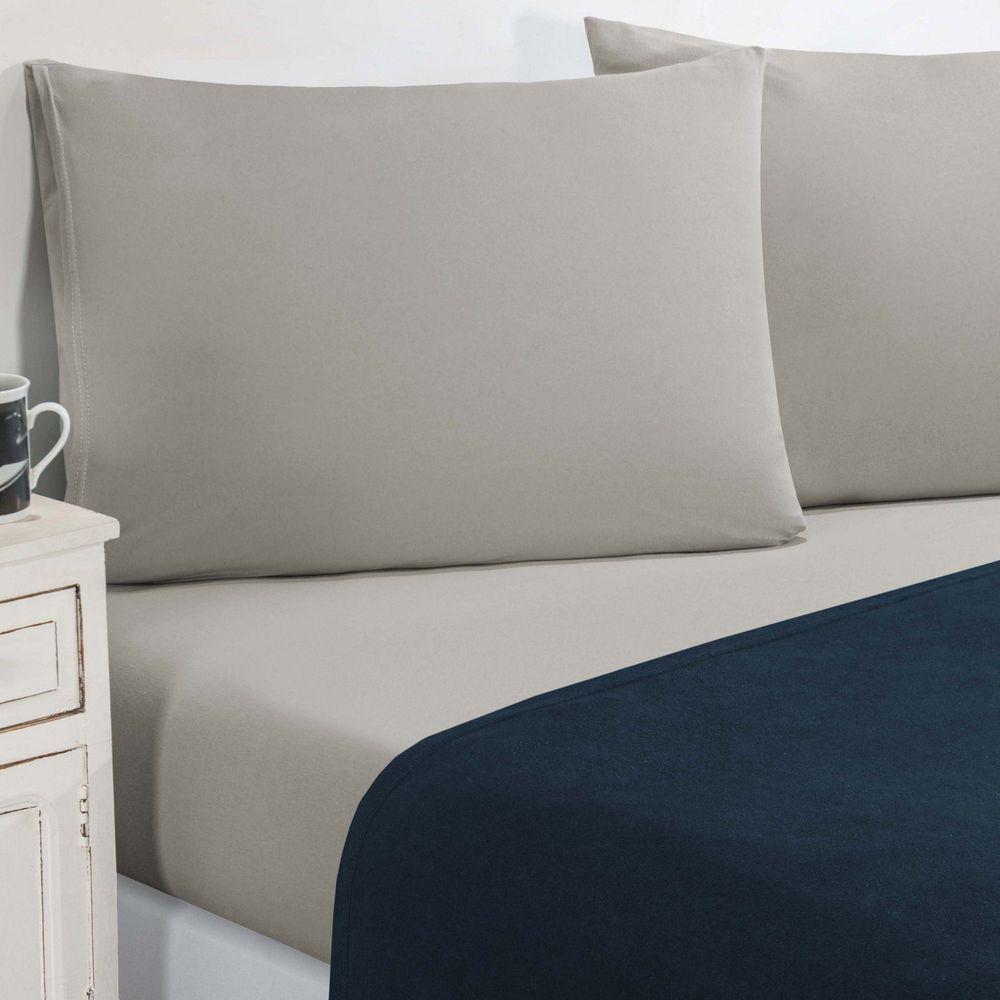 Jogo De Cama Malha Lençol 100% Algodão Gran Moratta 4 Peças Queen Azul Marinho-palha - 1